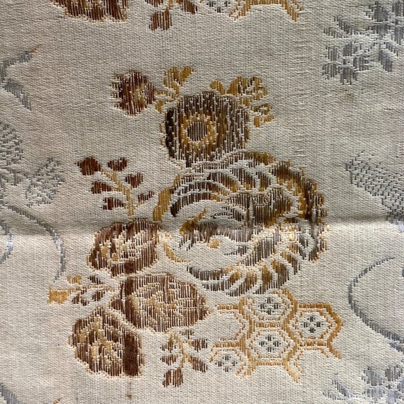 Reversible Brocade Banquet Table Runner Wall Decor Asian Gold Silver 157" x 12" - Picture 6 of 9